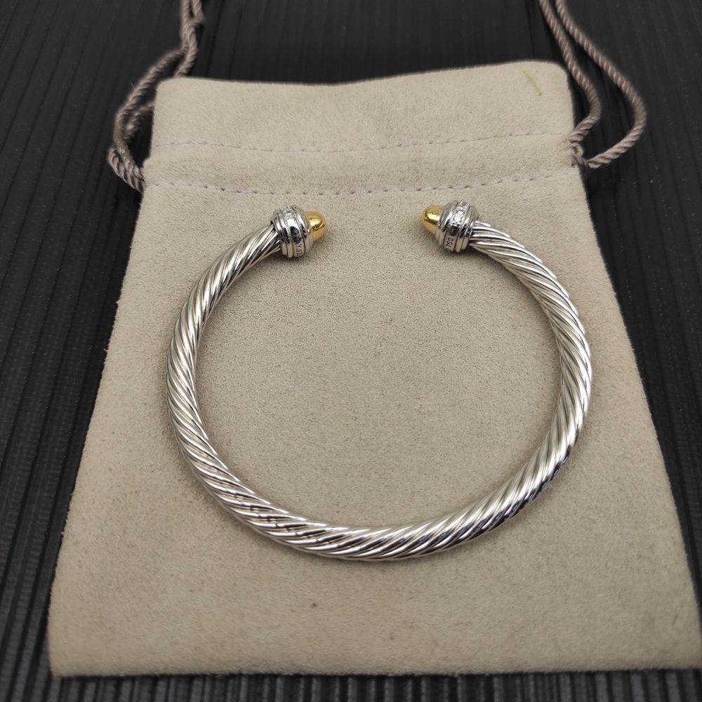 ✨David Yurman Two-Tone Cable Open Cuff Bracelet - Silver and Gold - Picture 2 of 6